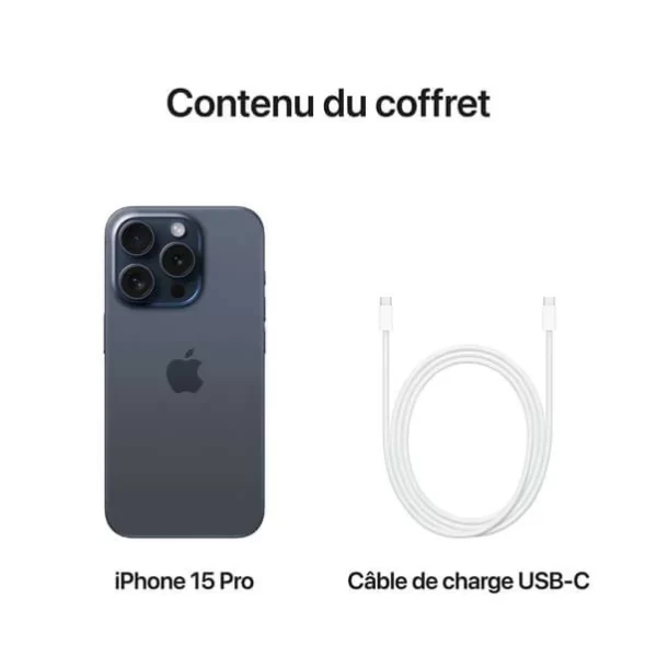 Apple iPhone 15 Pro 128 Go – 5G-LTE IP68 Dual SIM – iOS 17 – Titane Bleu – Garantie 2ans + Adaptateur Apple Offert – Image 4