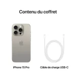 Apple iPhone 15 Pro 128 Go – 5G-LTE IP68 Dual SIM – iOS 17 – Titane Naturel – Garantie 2ans + Adaptateur Apple Offert – Image 4
