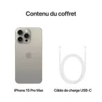 Apple iPhone 15 Pro Max 256 Go – 5G-LTE IP68 Dual SIM – iOS 17 – Titane Naturel – Garantie 2ans + Adaptateur Apple Offert – Image 4