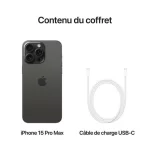 Apple iPhone 15 Pro Max 256 Go – 5G-LTE IP68 Dual SIM – iOS 17 – Titane Noir – Garantie 2ans + Adaptateur Apple Offert – Image 4